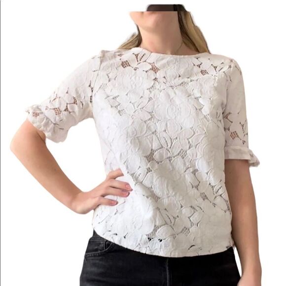 Monteau Short sleeve Lace Blouse S - Picture 1 of 8